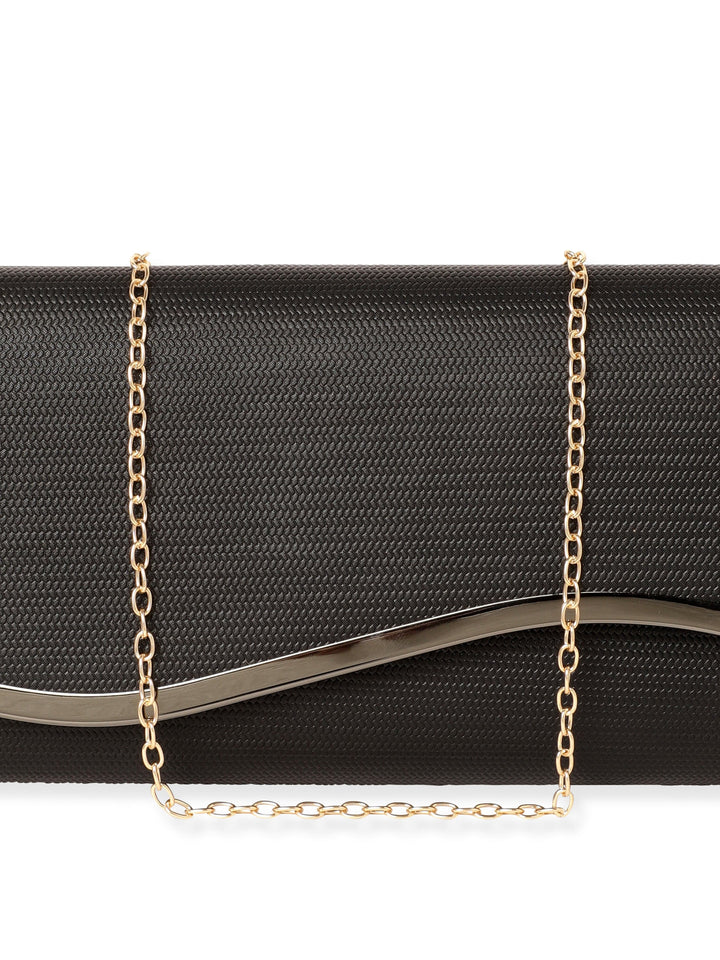 Rubans Timeless Chic Handcrafted Grey Textured Clutch Bag Handbag, Wallet Accessories & Clutches
