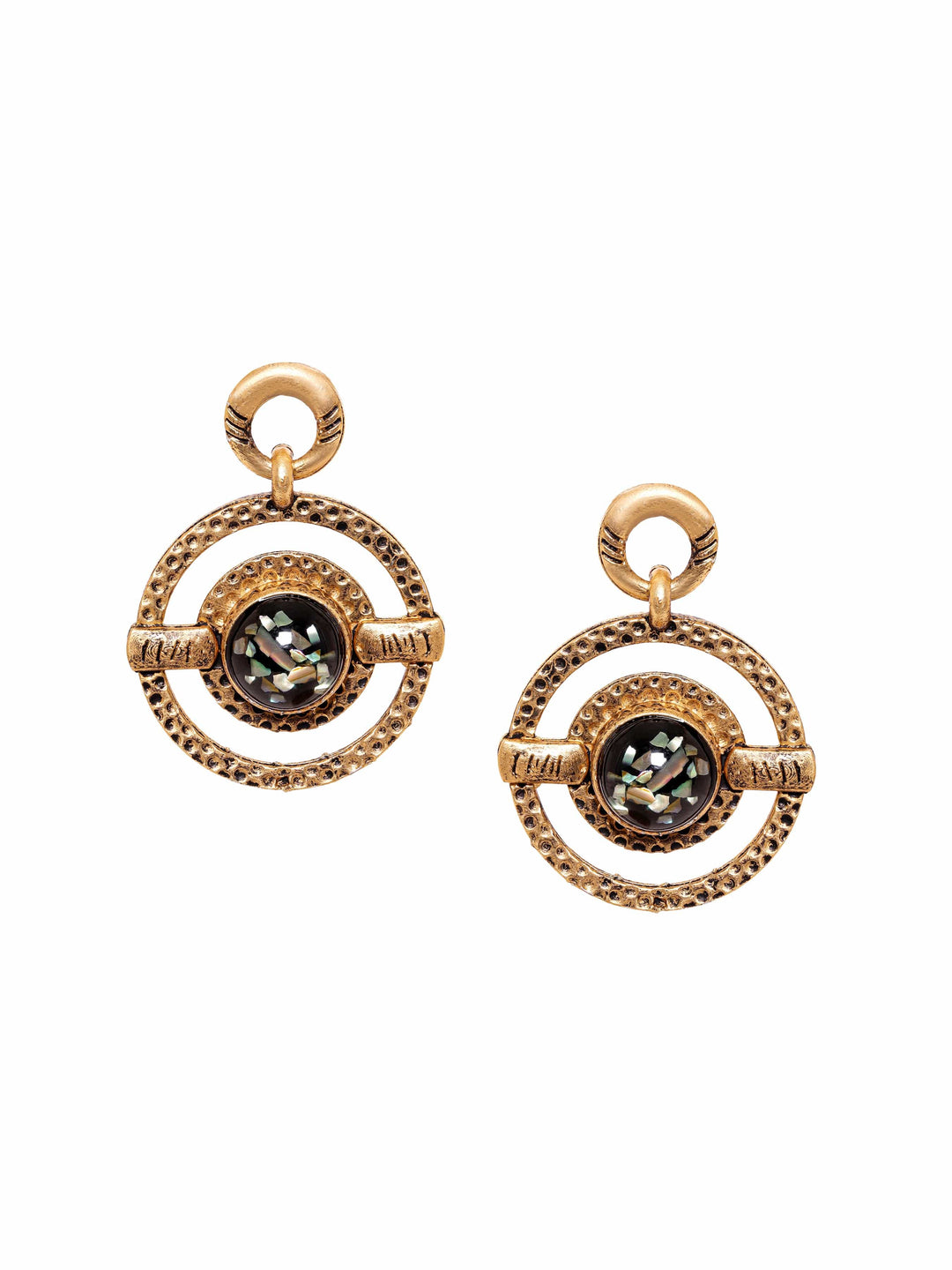 Rubans Timeless Elegance Oxidized Gold Plated Drop Earrings Earrings