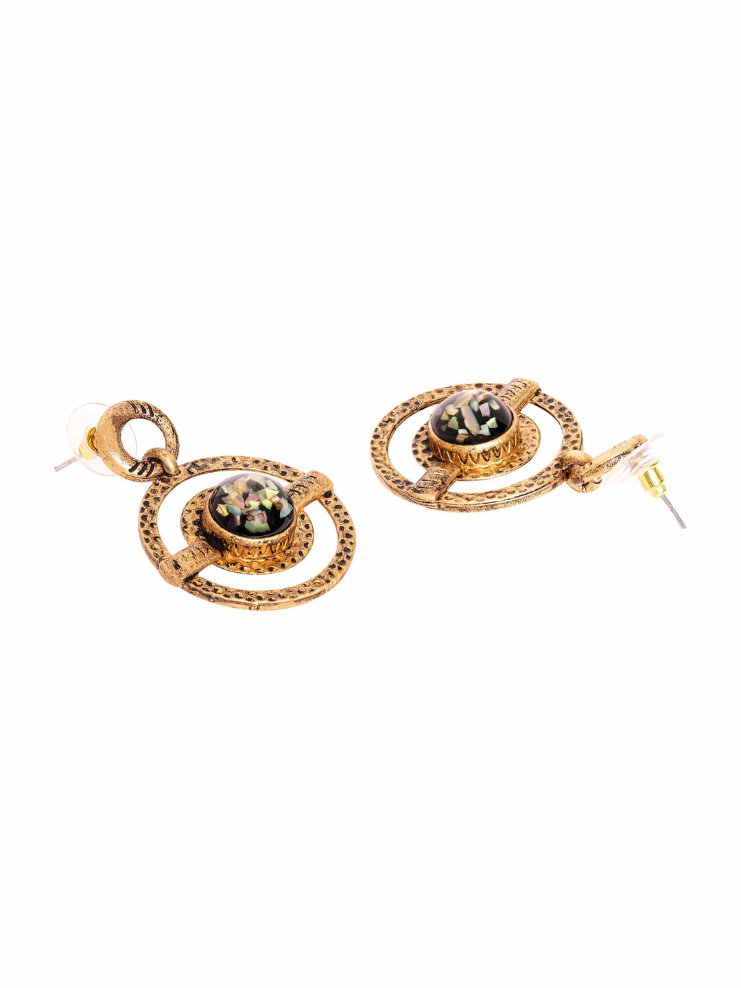 Rubans Timeless Elegance Oxidized Gold Plated Drop Earrings Earrings