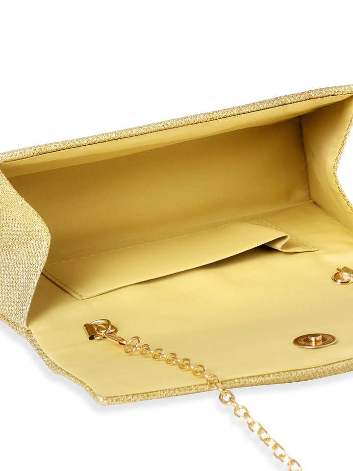 Rubans Timeless Glamour Handcrafted Beige Shimmery Clutch Bag Handbag, Wallet Accessories & Clutches