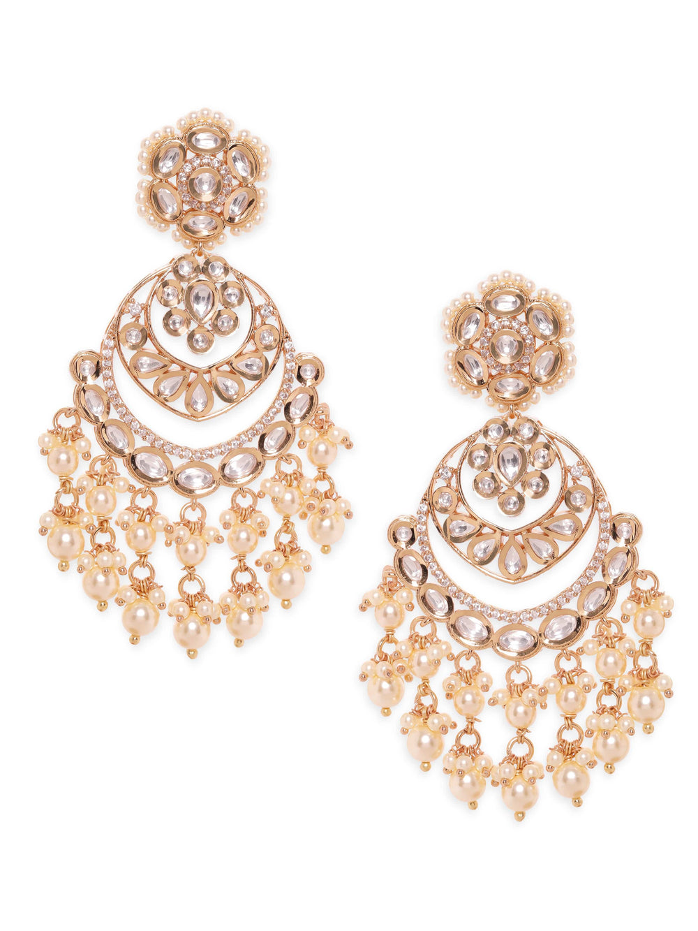 Rubans Timeless Glamour with Polki and Zircon Chandelier Earrings Earrings