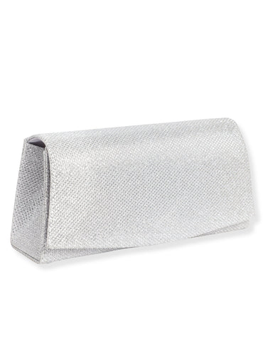 Rubans Timeless Radiance Handcrafted Silver Shimmery Clutch Bag Handbag, Wallet Accessories & Clutche