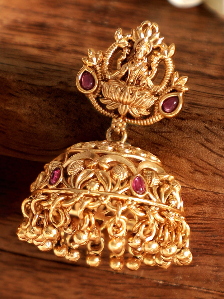 Rubans Traditional 22k Gold-Plated Divine Floral Jhumka Earrings Earrings