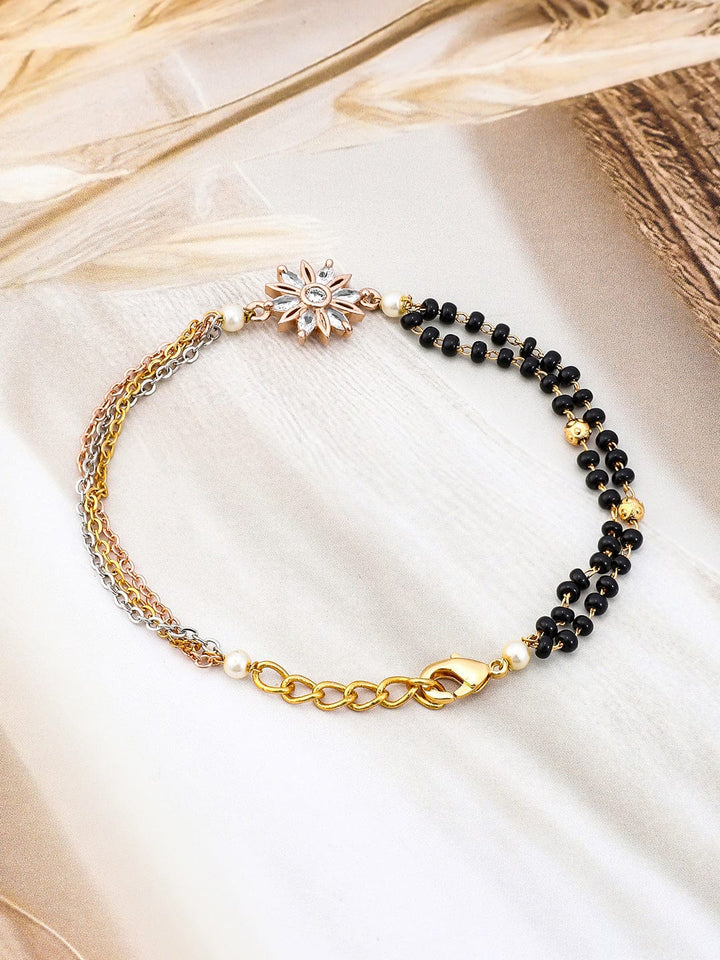 Rubans Triple Tone-Plated Mangalsutra Bracelet Magalsutra Bracelet