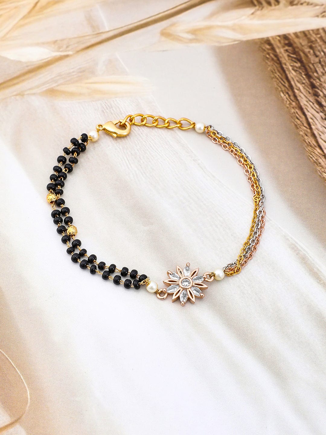 Rubans Triple Tone-Plated Mangalsutra Bracelet Magalsutra Bracelet