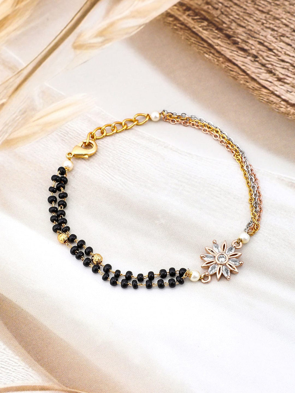 Rubans Triple Tone-Plated Mangalsutra Bracelet Magalsutra Bracelet