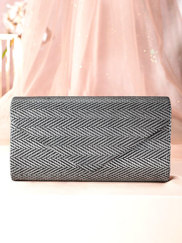 Rubans Urban Elegance Handcrafted Grey Textured Clutch Handbag, Wallet Accessories & Clutches