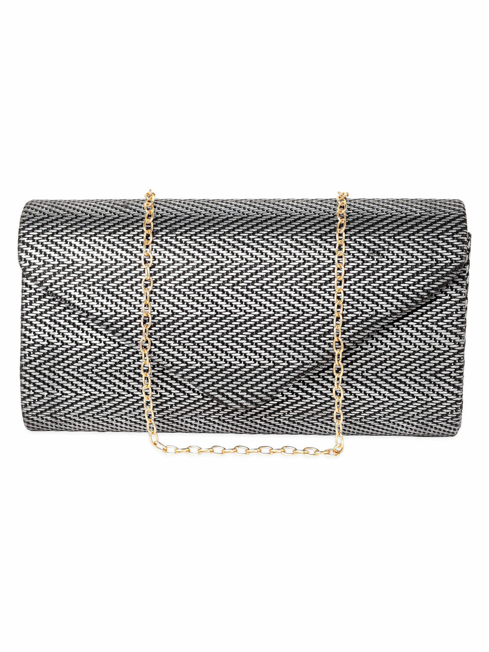 Rubans Urban Elegance Handcrafted Grey Textured Clutch Handbag, Wallet Accessories & Clutches