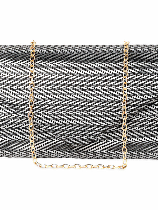 Rubans Urban Elegance Handcrafted Grey Textured Clutch Handbag, Wallet Accessories & Clutches