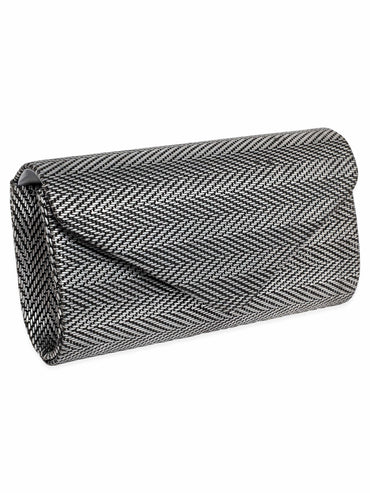Rubans Urban Elegance Handcrafted Grey Textured Clutch Handbag, Wallet Accessories & Clutches