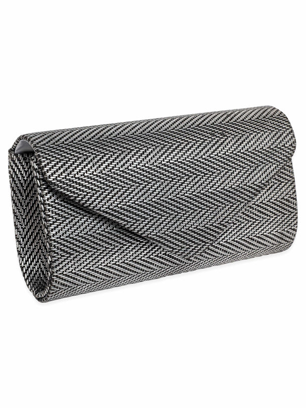 Rubans Urban Elegance Handcrafted Grey Textured Clutch Handbag, Wallet Accessories & Clutches