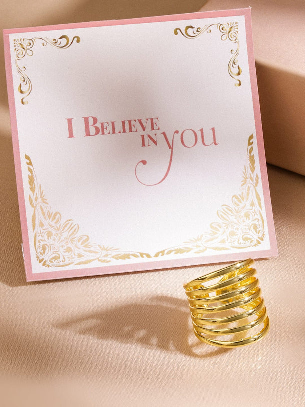 Rubans Valentine  18KT Gold Plated Bold & Fashionable Multi-Band Adjustable Finger Ring Finger Ring