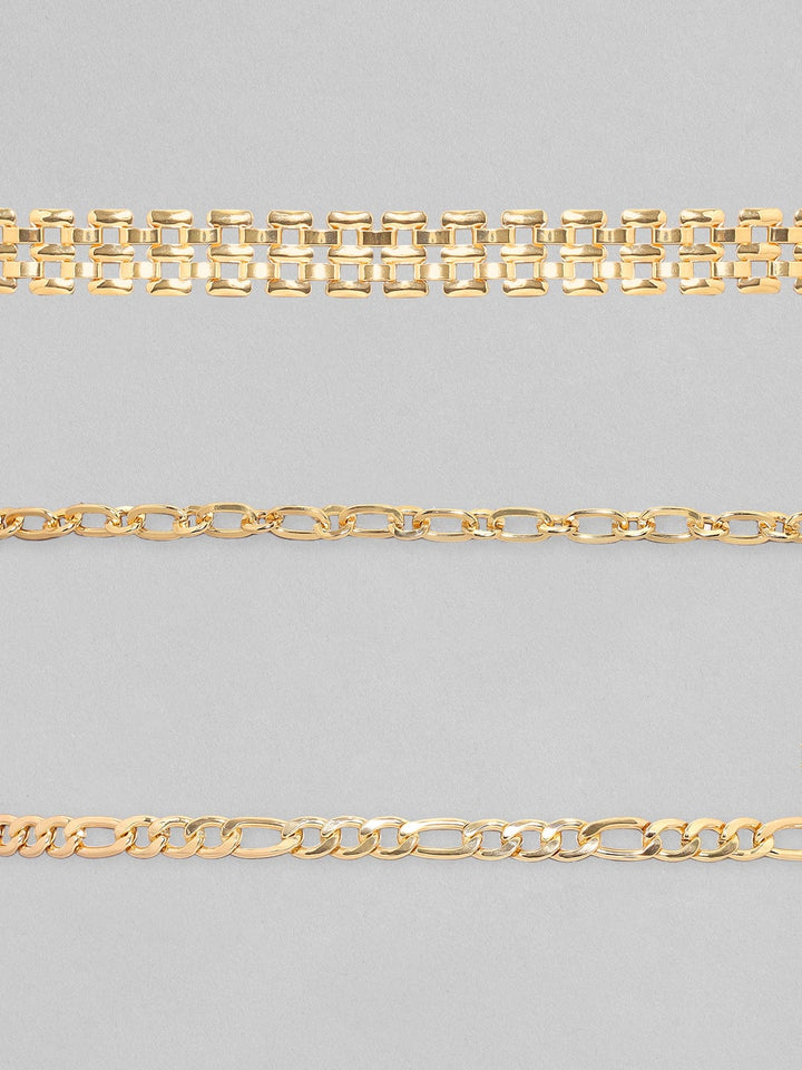 Rubans Voguish 18K Gold Plated 3 Layer Chain Necklace Set.