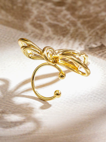 Rubans Voguish 18K Gold-Plated Abstract Bow Design Statement Ear Cuff Earring â€“ 1 Piece Pack Earrings