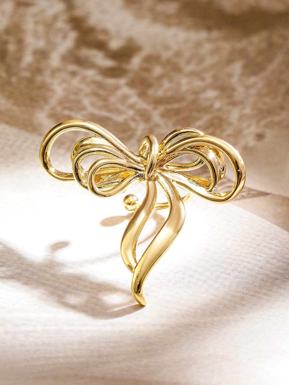 Rubans Voguish 18K Gold-Plated Abstract Bow Design Statement Ear Cuff Earring â€“ 1 Piece Pack Earrings