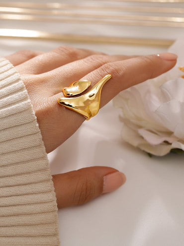 Rubans Voguish 18K Gold-Plated Abstract Openable Finger Ring Finger Ring