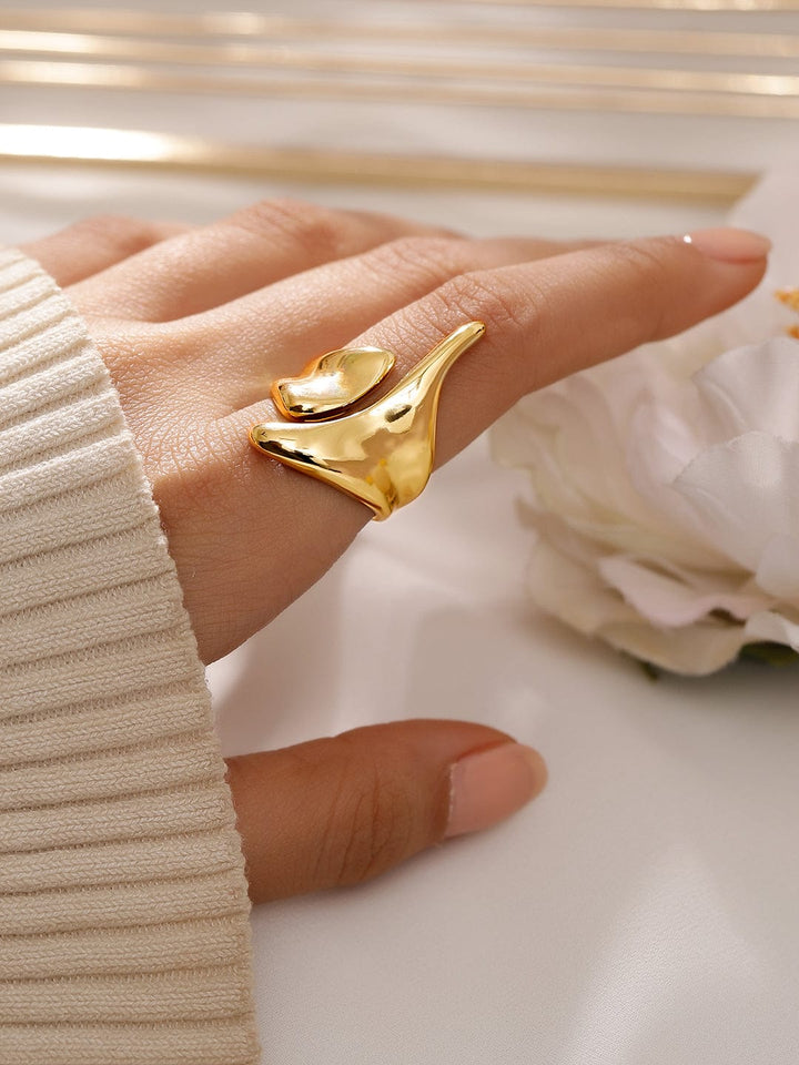Rubans Voguish 18K Gold-Plated Abstract Openable Finger Ring Rings