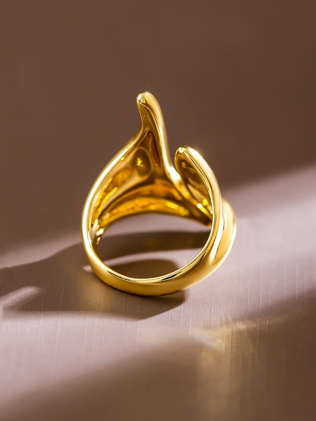 Rubans Voguish 18K Gold-Plated Abstract Openable Finger Ring Rings