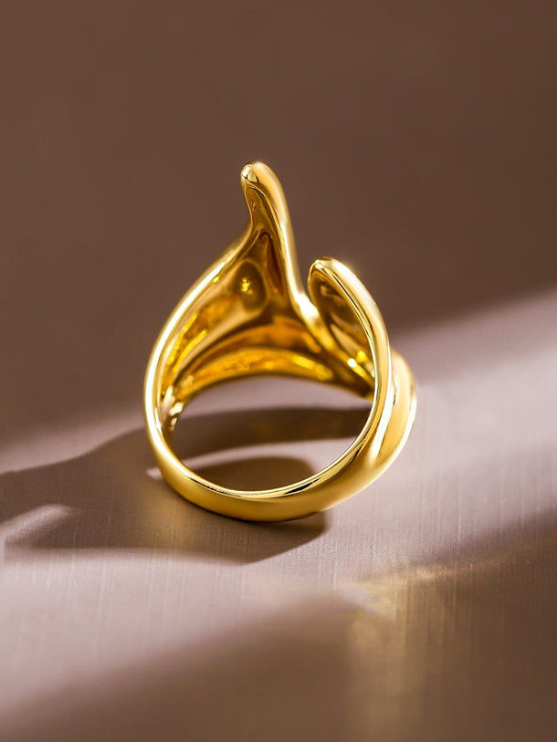 Rubans Voguish 18K Gold-Plated Abstract Openable Finger Ring Rings