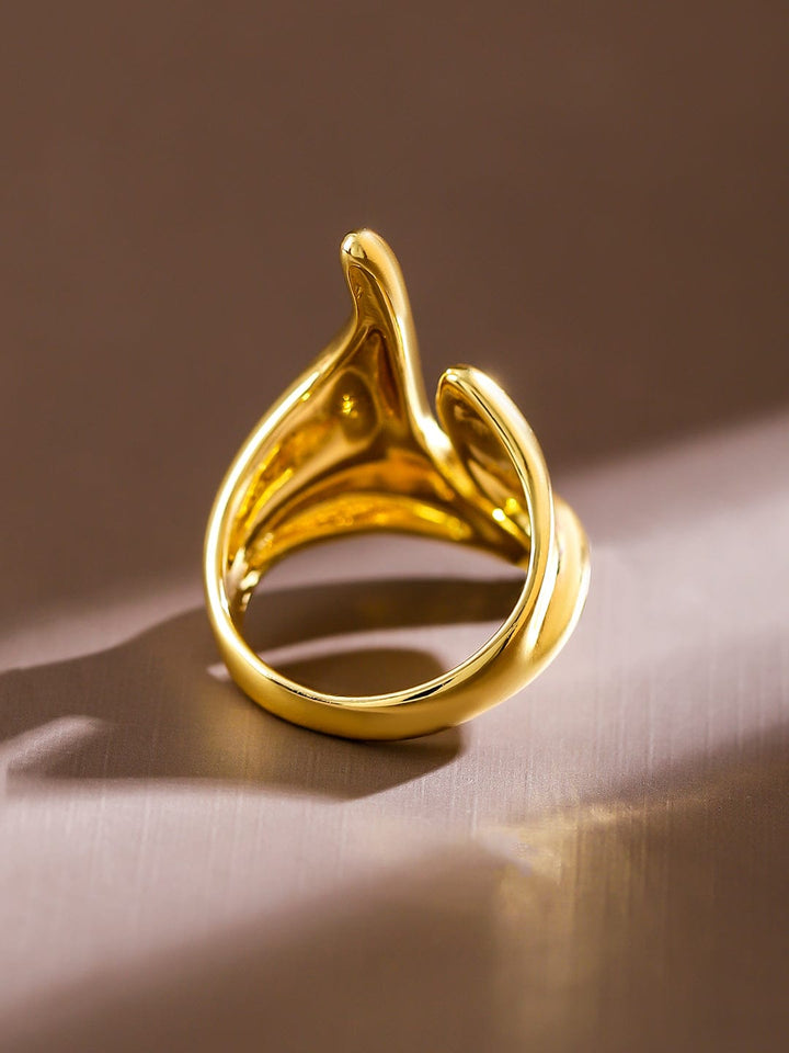 Rubans Voguish 18K Gold-Plated Abstract Openable Finger Ring Rings