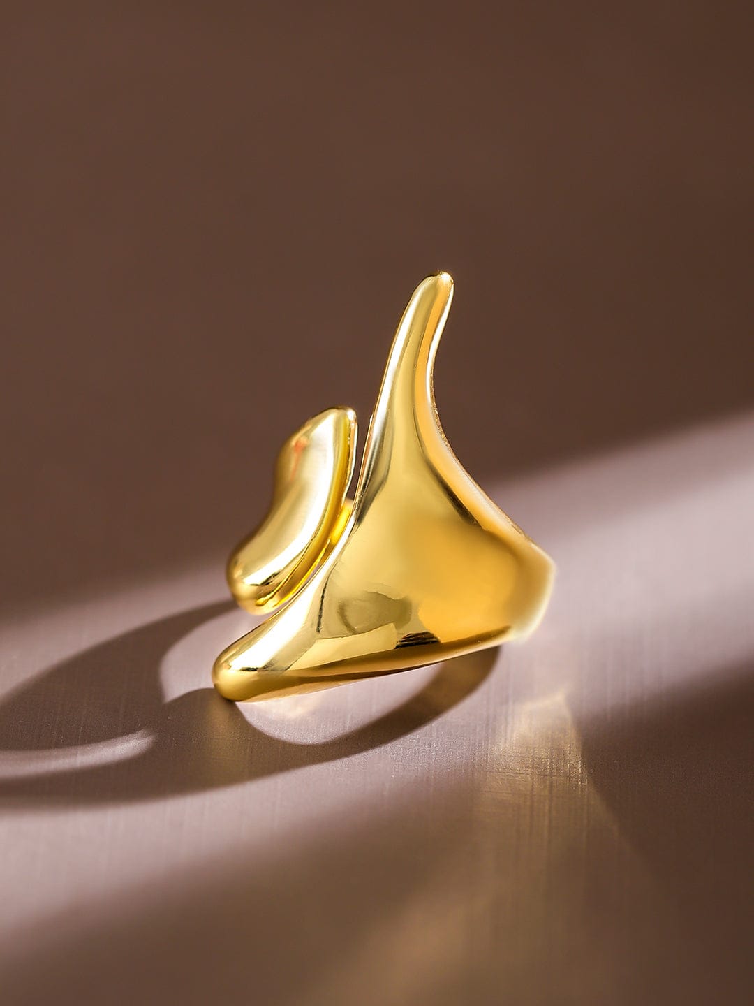 Rubans Voguish 18K Gold-Plated Abstract Openable Finger Ring Rings