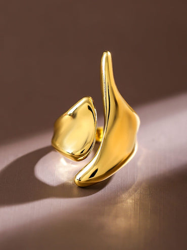 Rubans Voguish 18K Gold-Plated Abstract Openable Finger Ring Rings