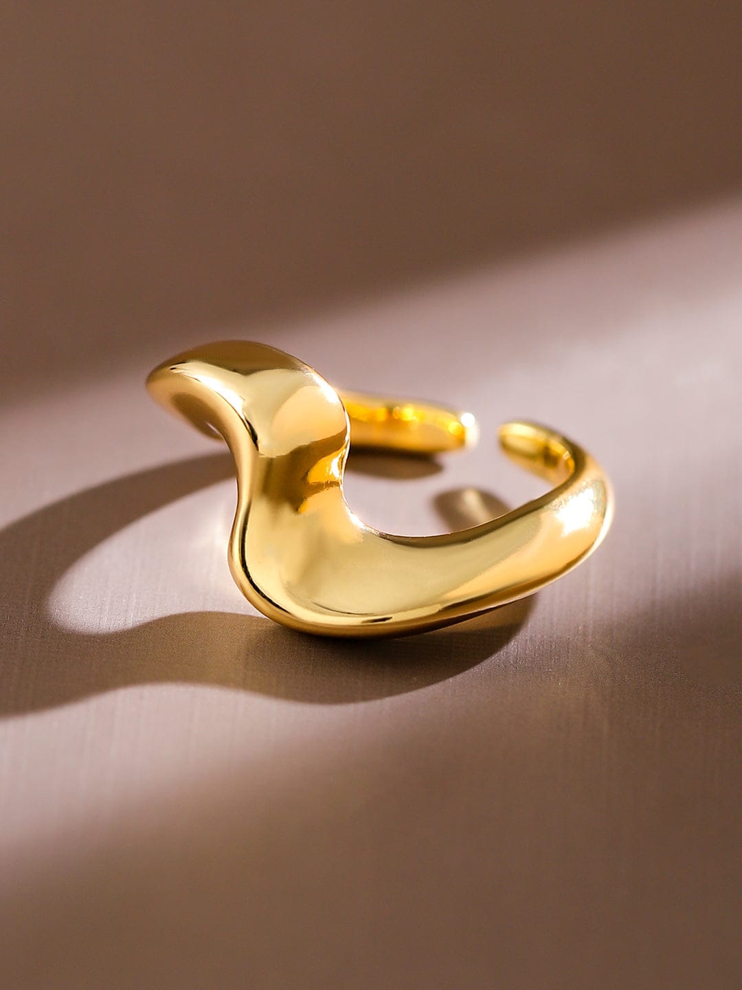 Rubans Voguish 18K Gold-Plated Abstract Statement Adjustable Ring Rings