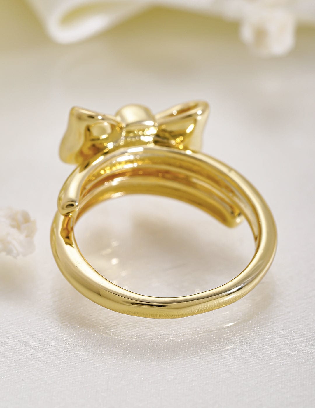 Rubans Voguish 18K Gold-Plated Adjustable Bow Design Finger Ring Rings