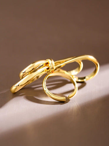 Rubans Voguish 18K Gold-Plated Adjustable Bow Knot Ring Rings