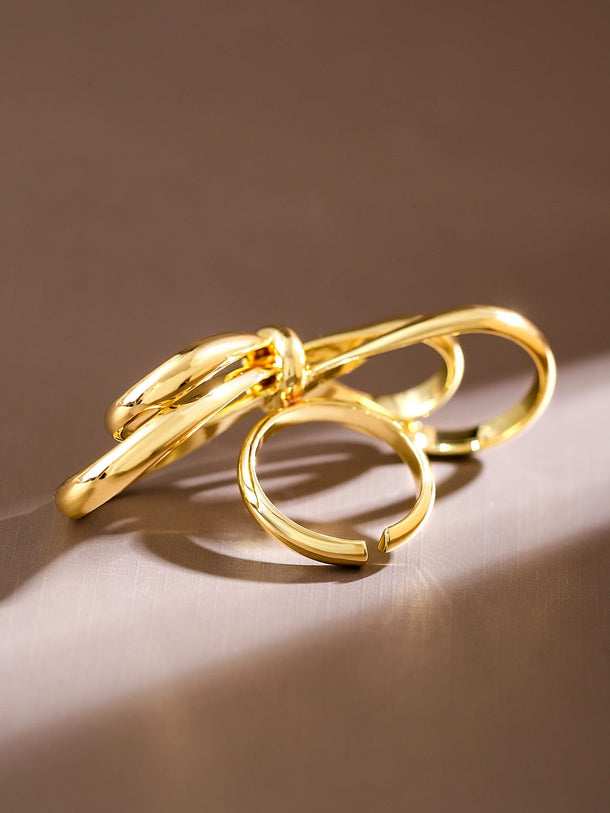 Rubans Voguish 18K Gold-Plated Adjustable Bow Knot Ring Rings