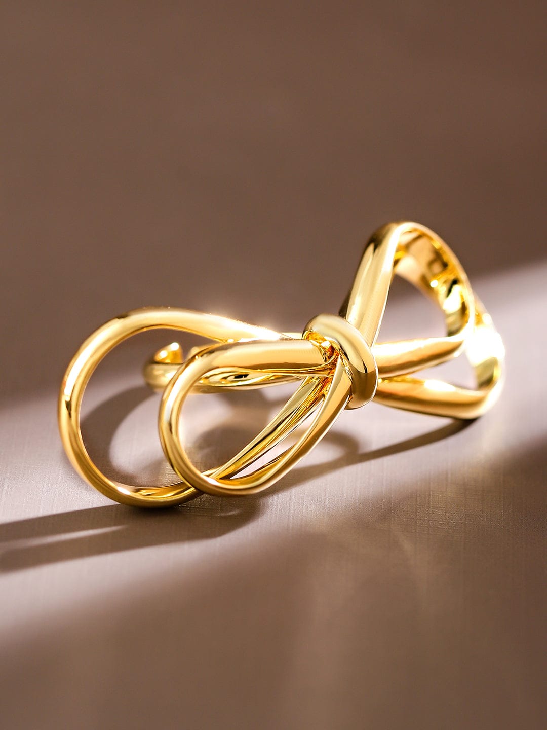 Rubans Voguish 18K Gold-Plated Adjustable Bow Knot Ring Rings