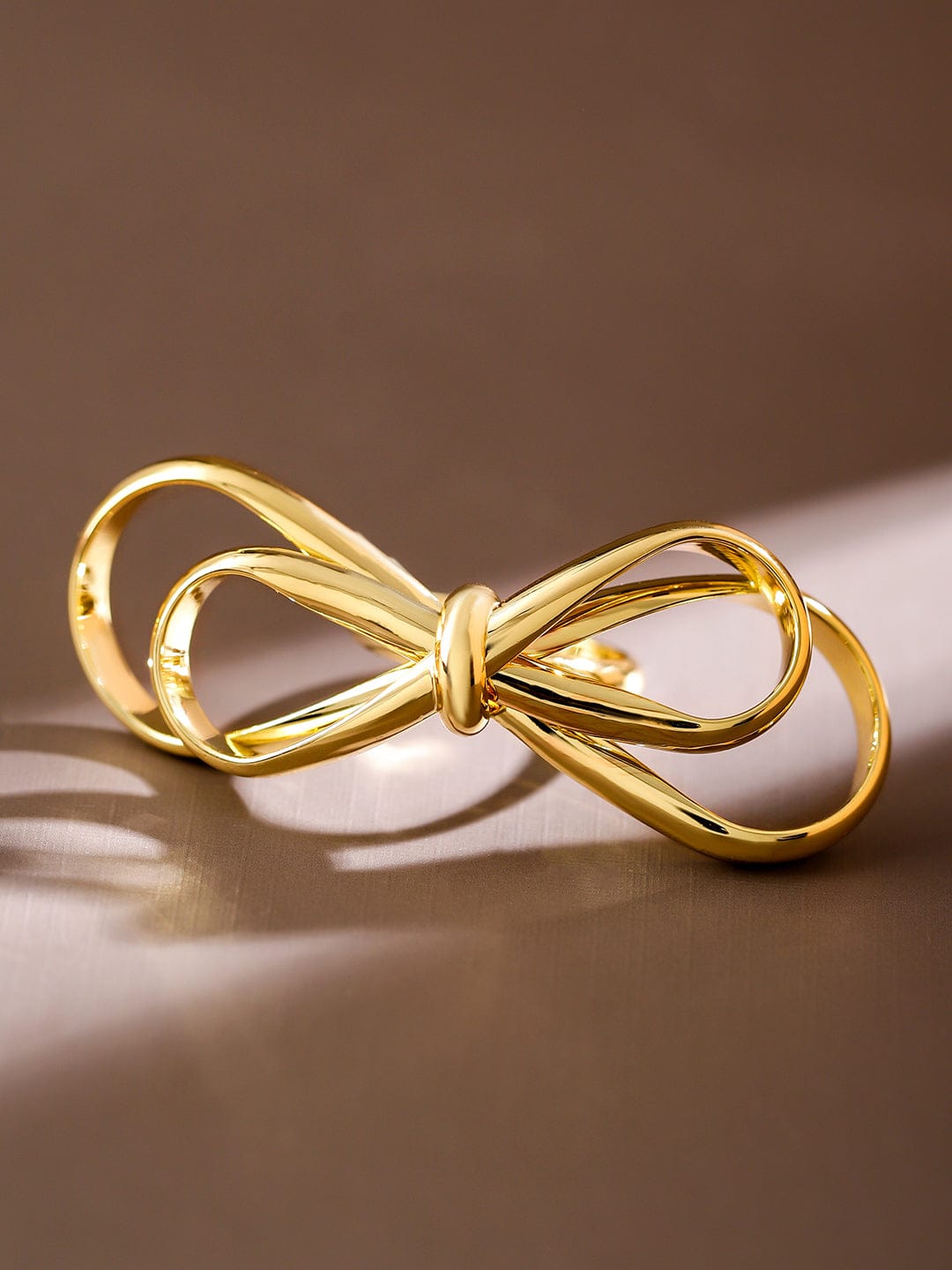 Rubans Voguish 18K Gold-Plated Adjustable Bow Knot Ring Rings