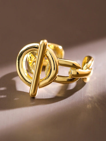 Rubans Voguish 18K Gold-Plated Adjustable Chain-Link Statement Ring Rings