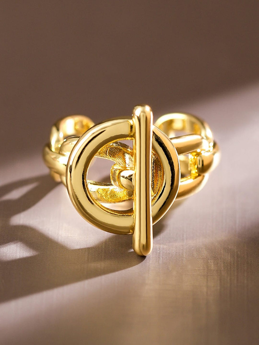 Rubans Voguish 18K Gold-Plated Adjustable Chain-Link Statement Ring Rings