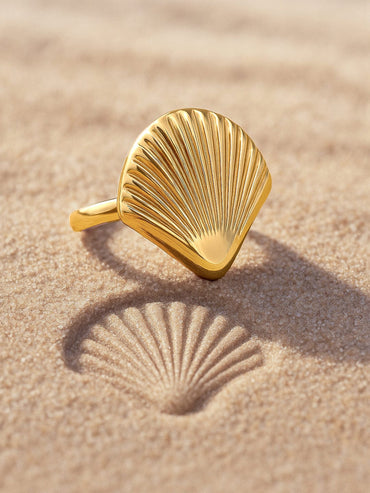 Rubans Voguish 18K Gold-Plated Adjustable Shell Motif Finger Ring Finger Ring