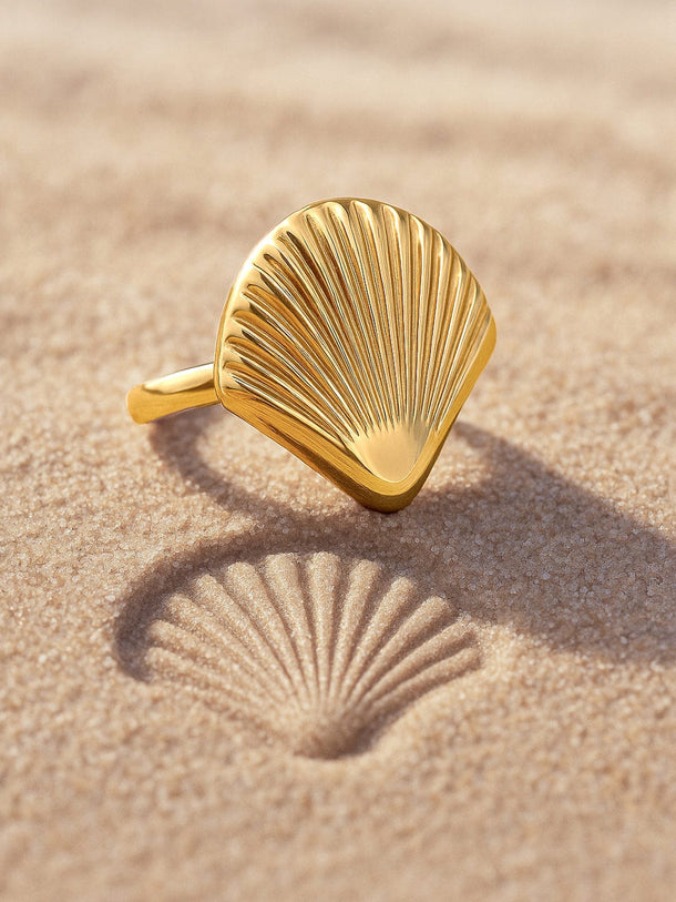 Rubans Voguish 18K Gold-Plated Adjustable Shell Motif Finger Ring Finger Ring