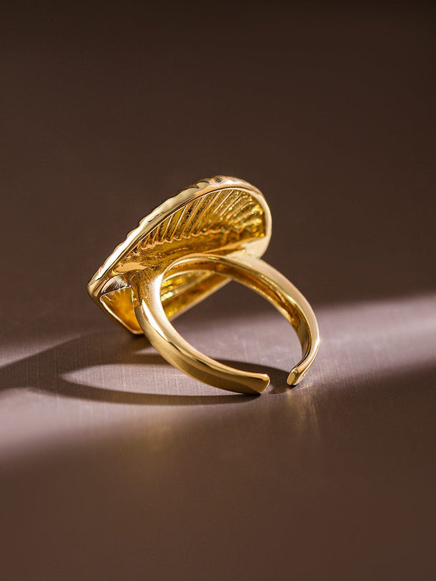 Rubans Voguish 18K Gold-Plated Adjustable Shell Motif Finger Ring Rings