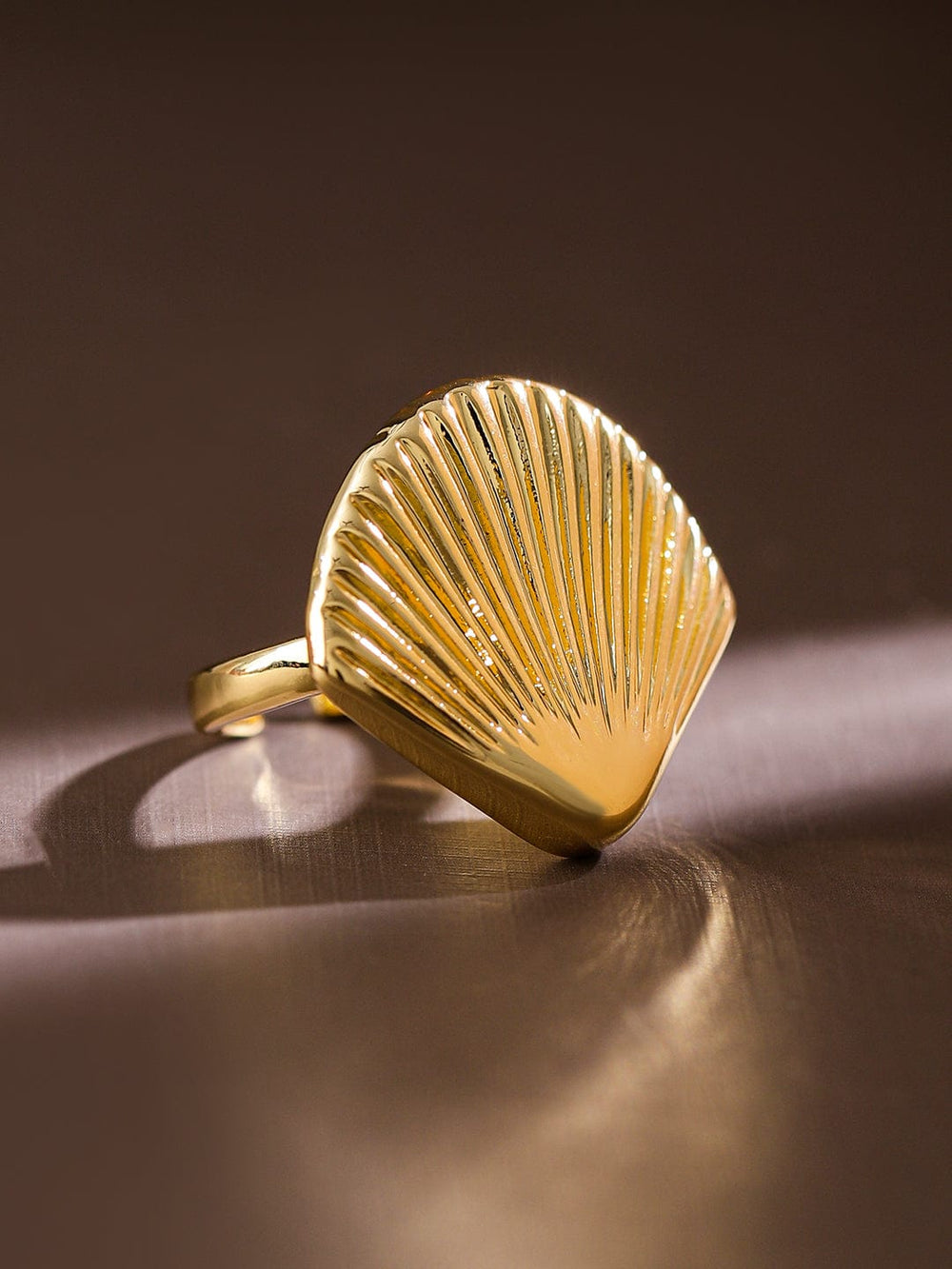 Rubans Voguish 18K Gold-Plated Adjustable Shell Motif Finger Ring Rings