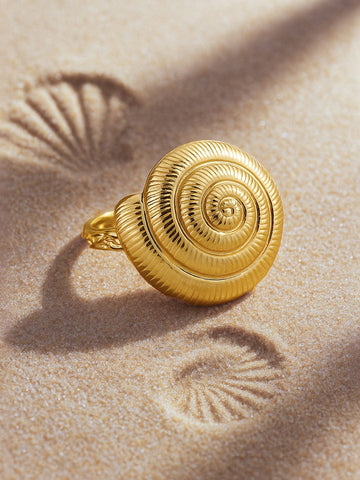 Rubans Voguish 18K Gold-Plated Adjustable Spiral Shell Motif Finger Ring Finger Ring