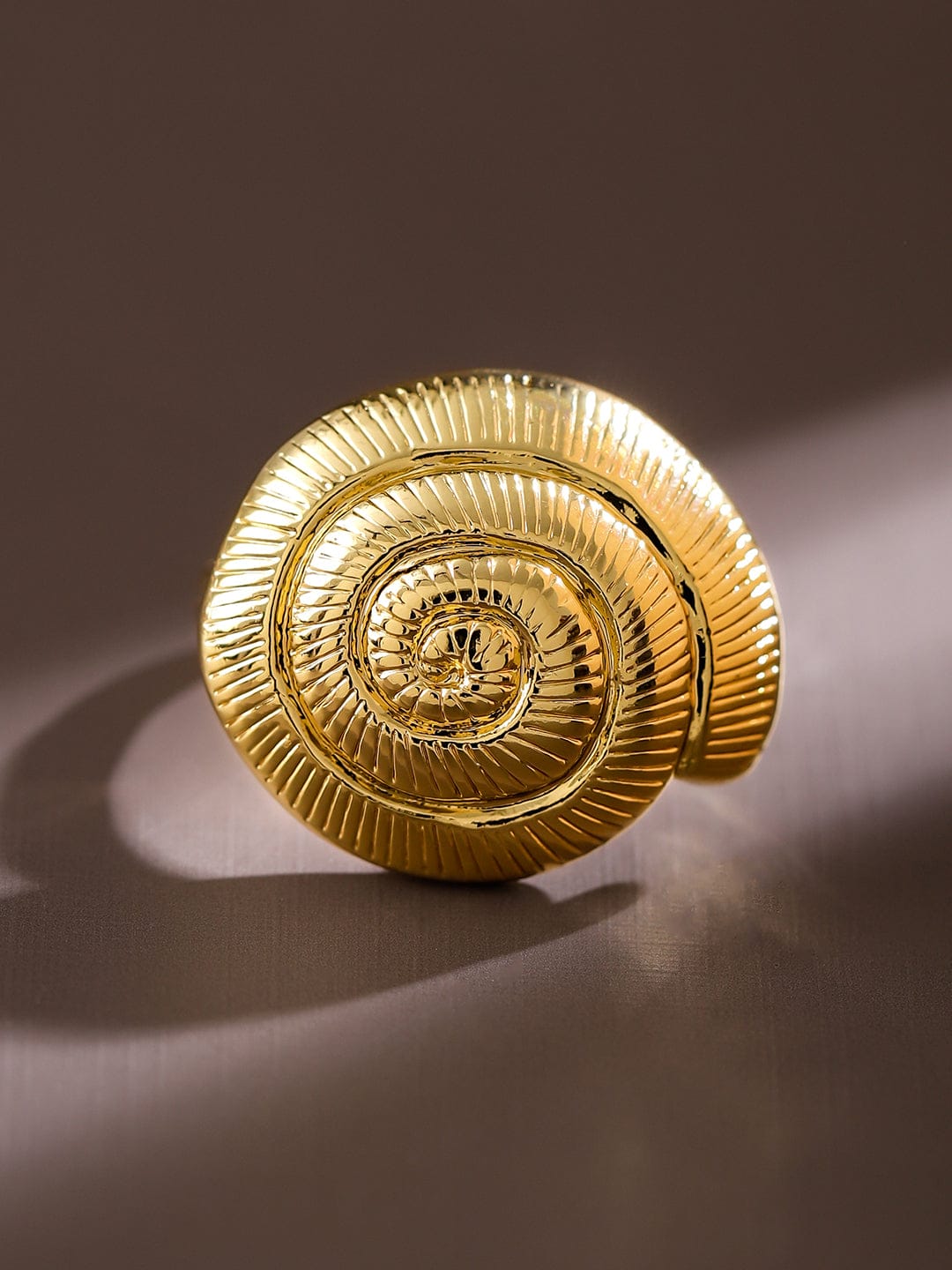 Rubans Voguish 18K Gold-Plated Adjustable Spiral Shell Motif Finger Ring Rings