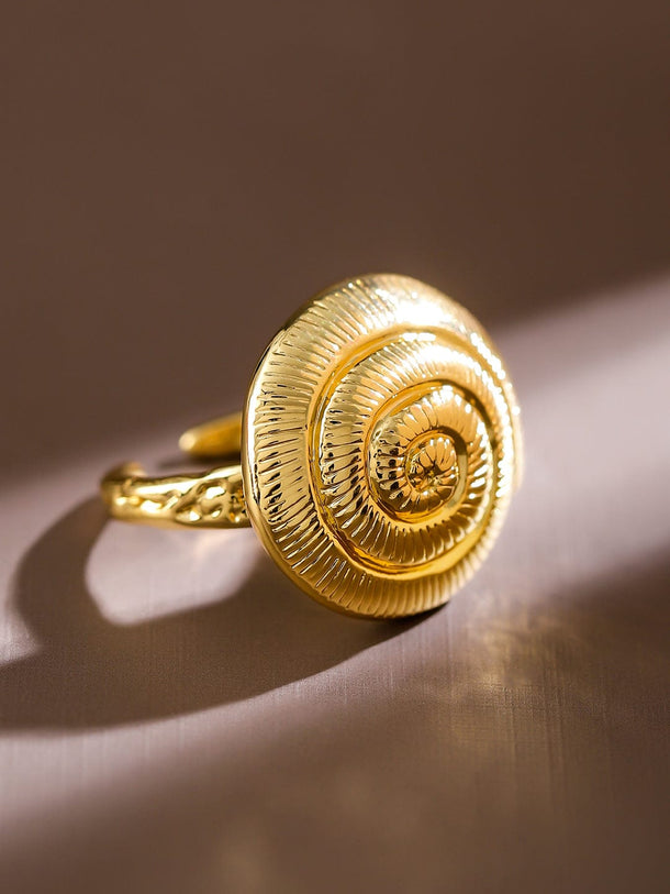 Rubans Voguish 18K Gold-Plated Adjustable Spiral Shell Motif Finger Ring Rings