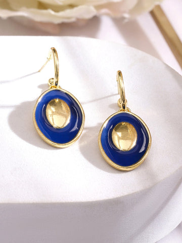 Rubans Voguish 18K Gold plated Blue Enamel Detailed Evil Eye Drop Earrings Earrings
