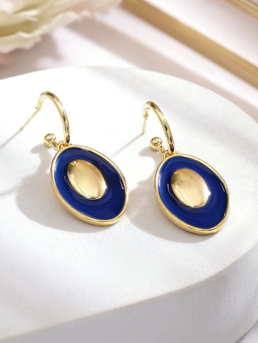 Rubans Voguish 18K Gold plated Blue Enamel Detailed Evil Eye Drop Earrings Earrings