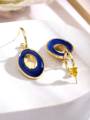Rubans Voguish 18K Gold plated Blue Enamel Detailed Evil Eye Drop Earrings Earrings