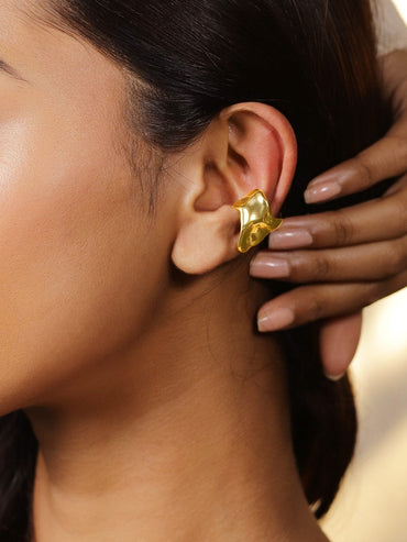 Rubans Voguish 18K Gold-Plated Bold Abstract Design Openable Ear Cuff Earring â€“ 1 Piece Pack Earrings