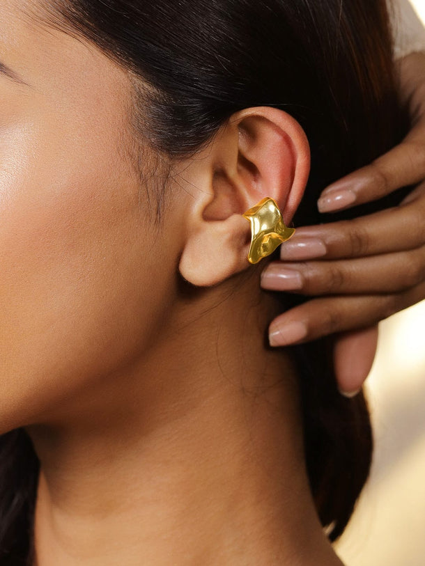Rubans Voguish 18K Gold-Plated Bold Abstract Design Openable Ear Cuff Earring â€“ 1 Piece Pack Earrings