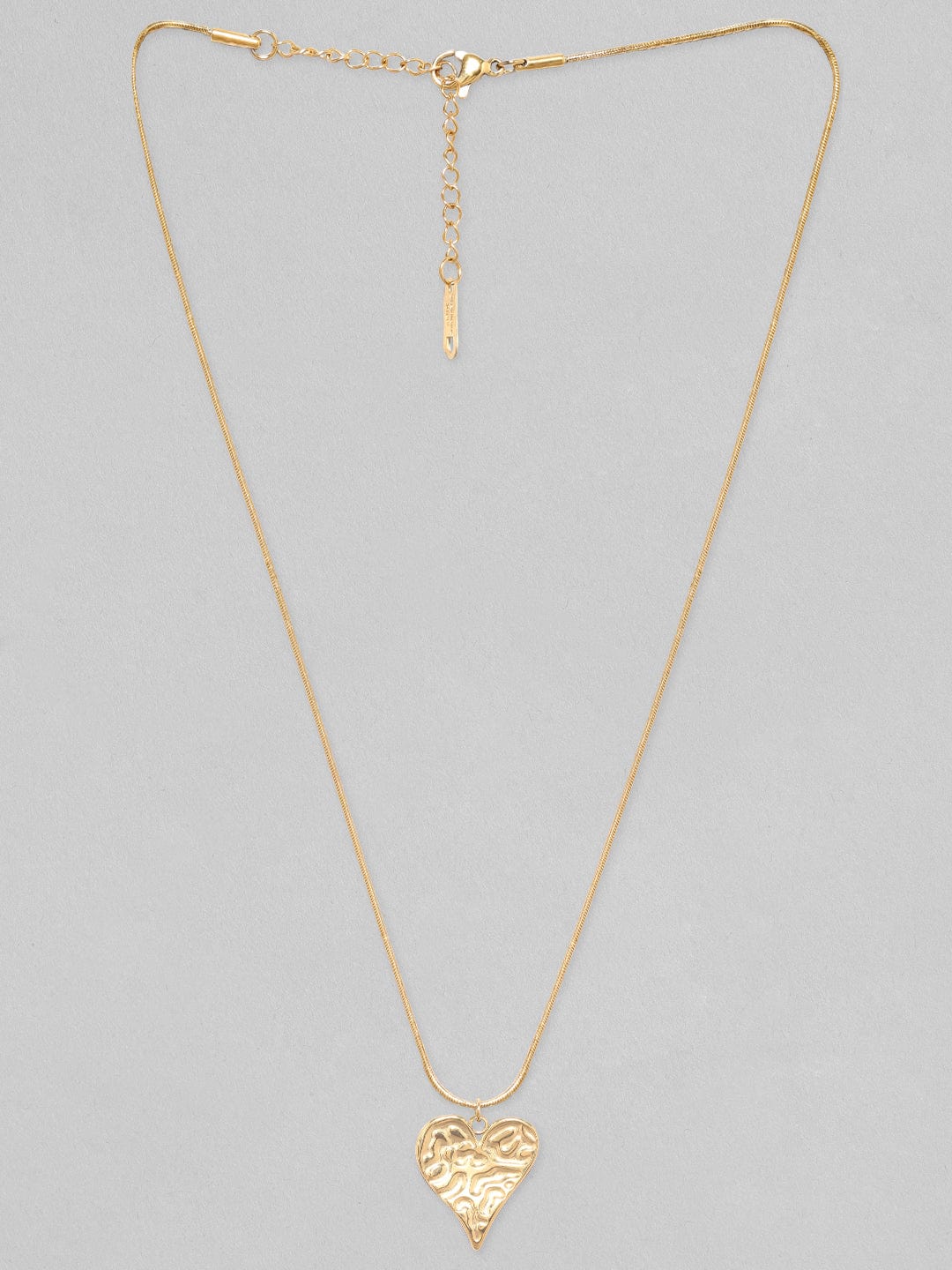 Rubans Voguish 18K Gold Plated Chain With Textured Heart Pendant Necklace. Chain & Necklaces