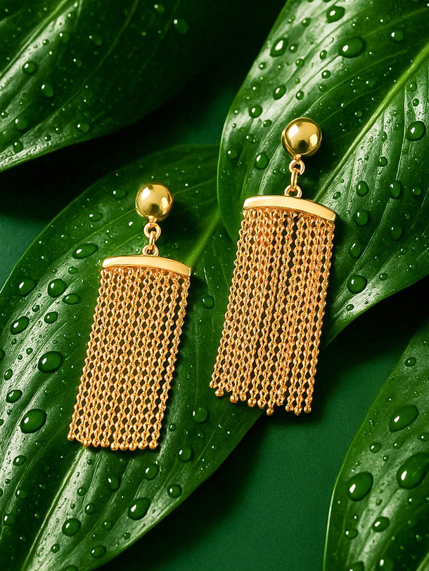 Rubans Voguish 18K Gold Plated Contemporary Layered Drop Earrings Drop Earrings