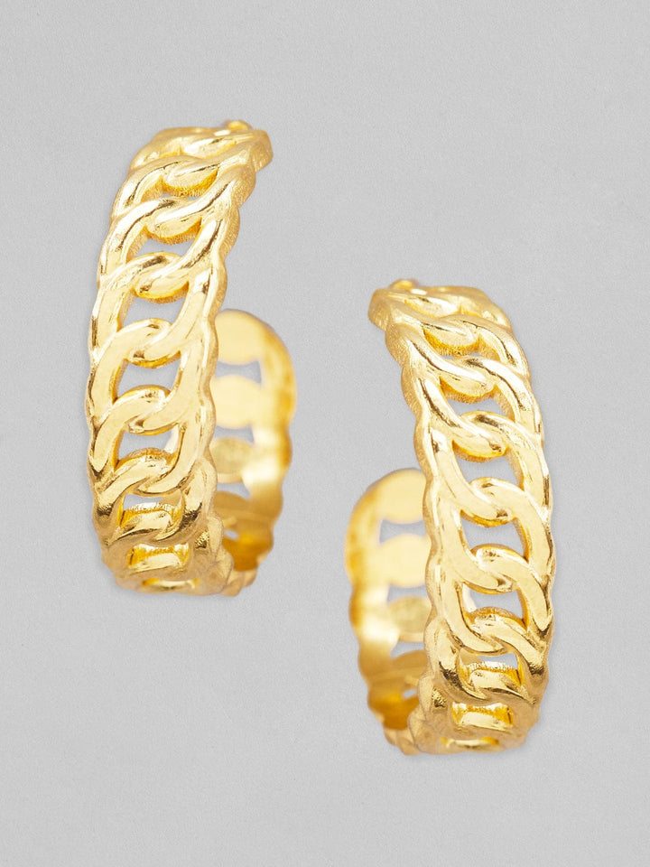 Rubans Voguish 18K Gold Plated Contemporary Linked Half Hoop Earrings Earrings