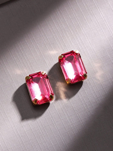 Rubans Voguish 18K Gold-Plated Crystal Pink Cubic Zirconia Studded Statement Necklace Set Jewellery Set